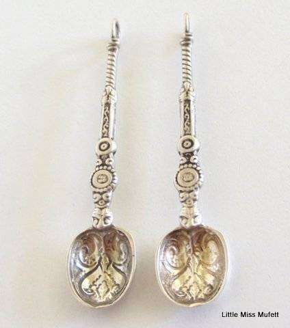 Vintage sterling silver anointing spoons - set of two with loops possibly meant for a chatelaine