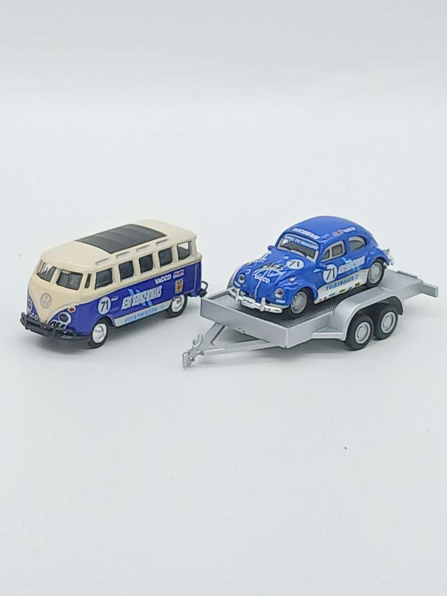 Schuco VW TI Samba Bus & VW Beetle rally set 1:87 HO