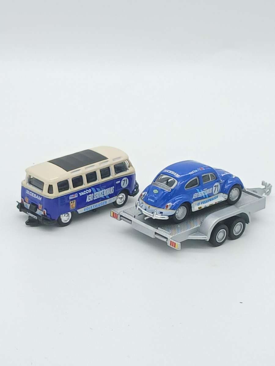 Schuco VW TI Samba Bus & VW Beetle rally set 1:87 HO