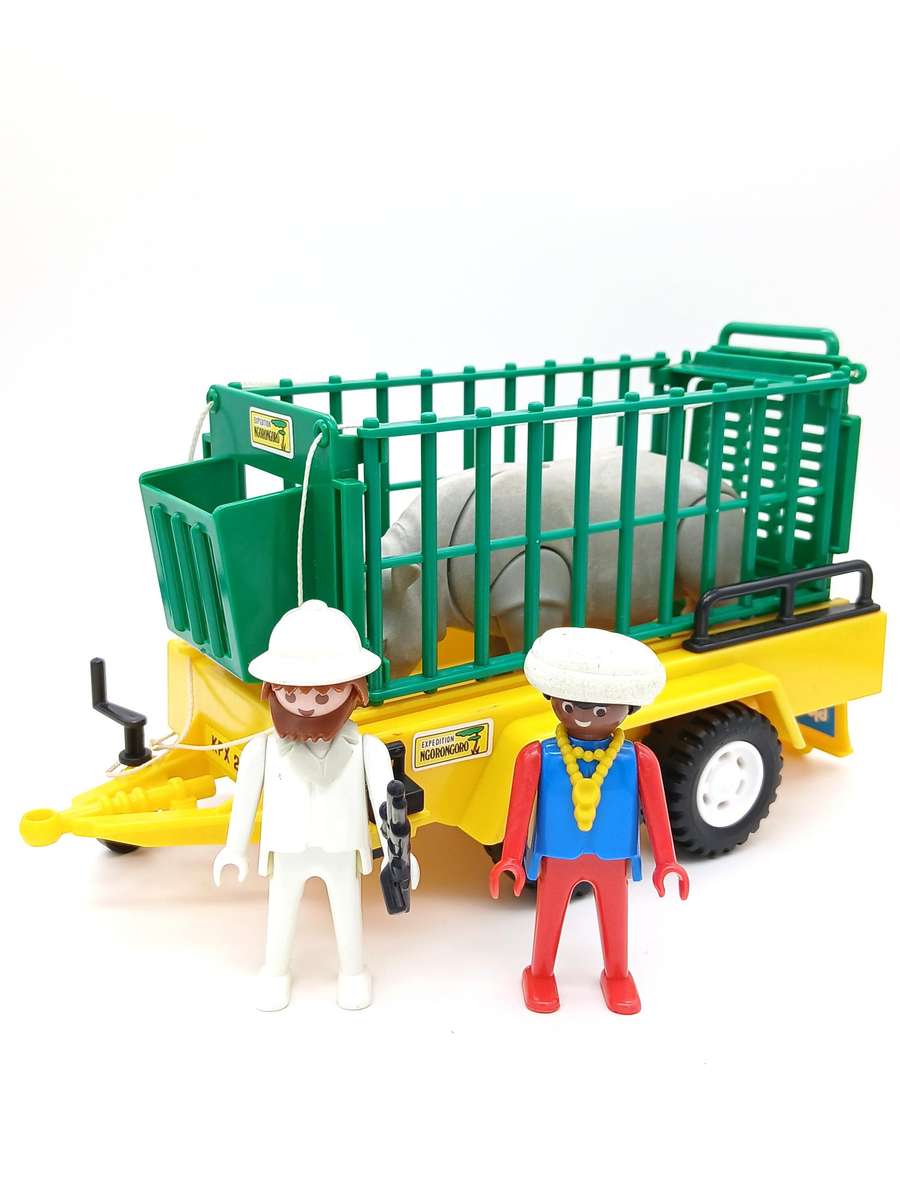 Vintage Playmobil Safari Transport Cage with Rhino - No.3529 (1980)