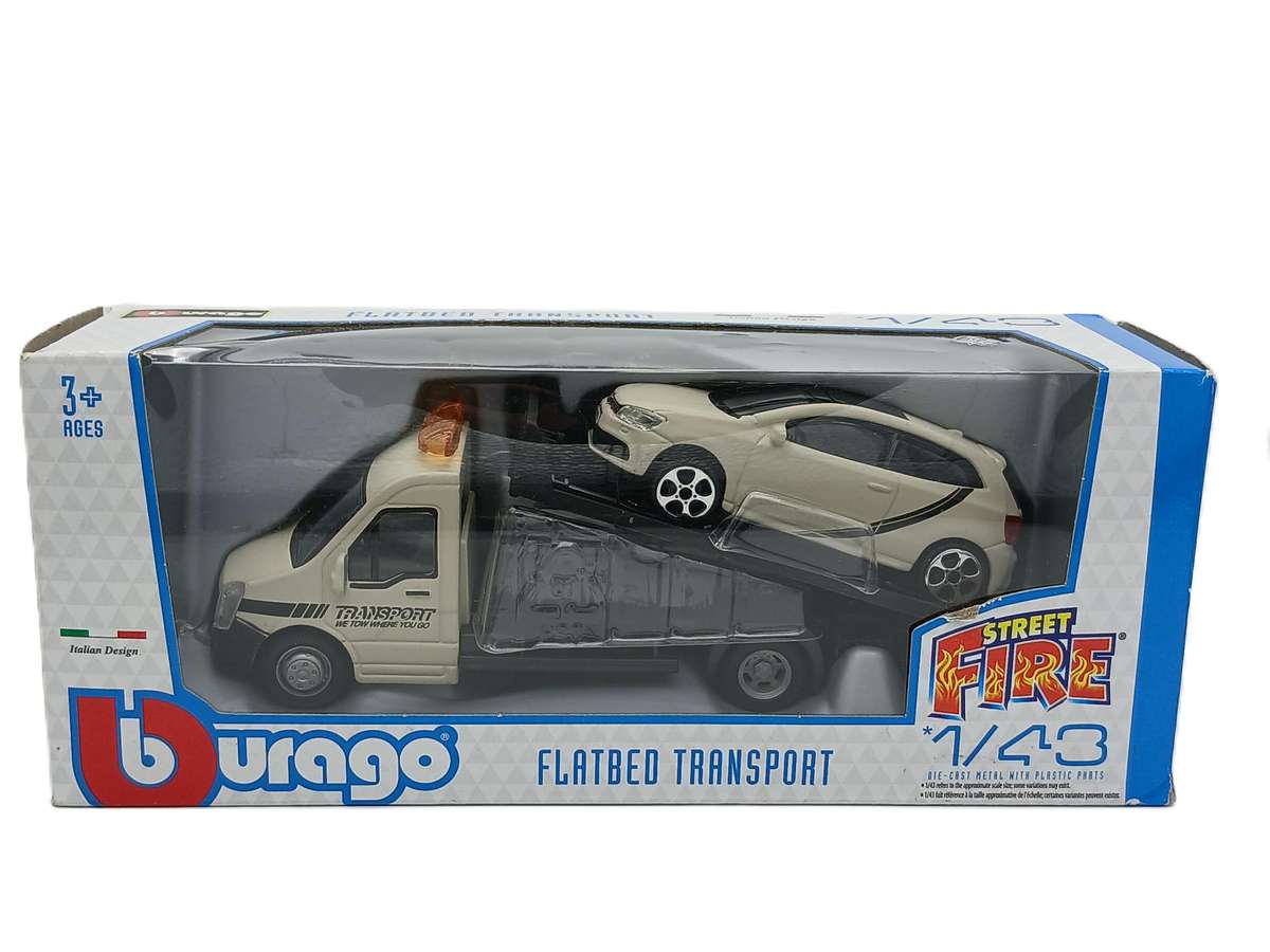 Bburago VW Volkswagen Polo GTi on Flatbed Transport Truck