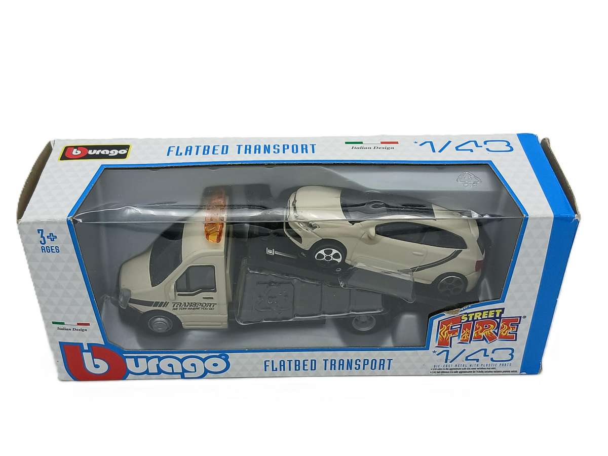 Bburago VW Volkswagen Polo GTi on Flatbed Transport Truck