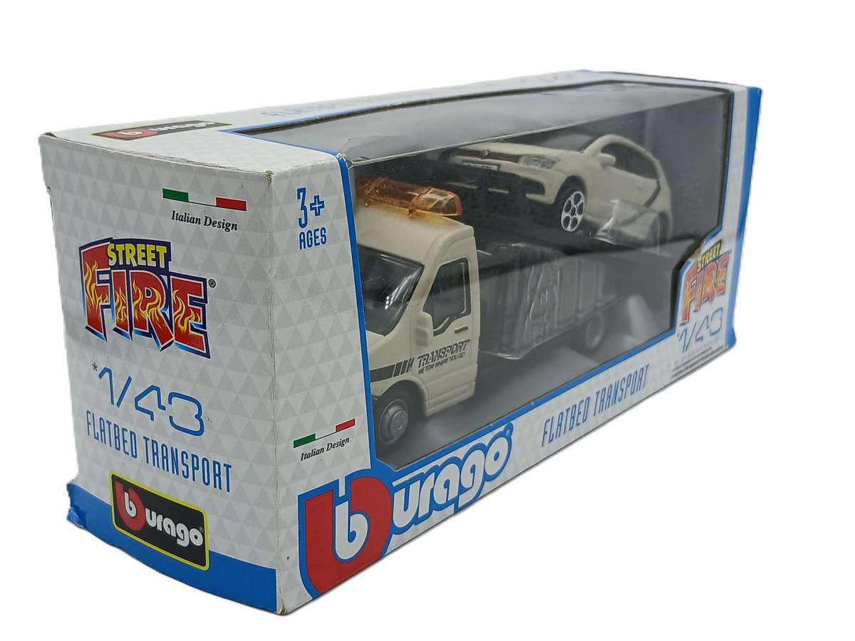 Bburago VW Volkswagen Polo GTi on Flatbed Transport Truck