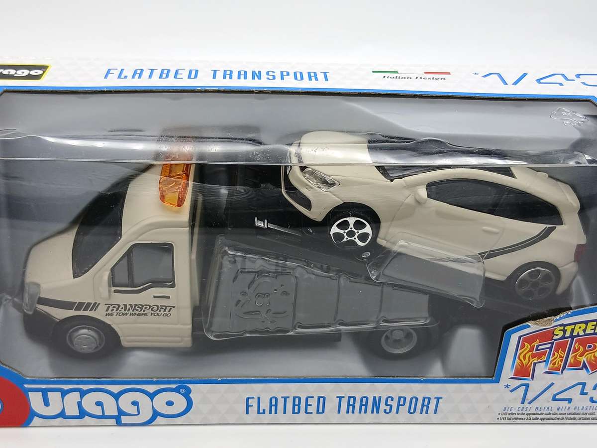 Bburago VW Volkswagen Polo GTi on Flatbed Transport Truck