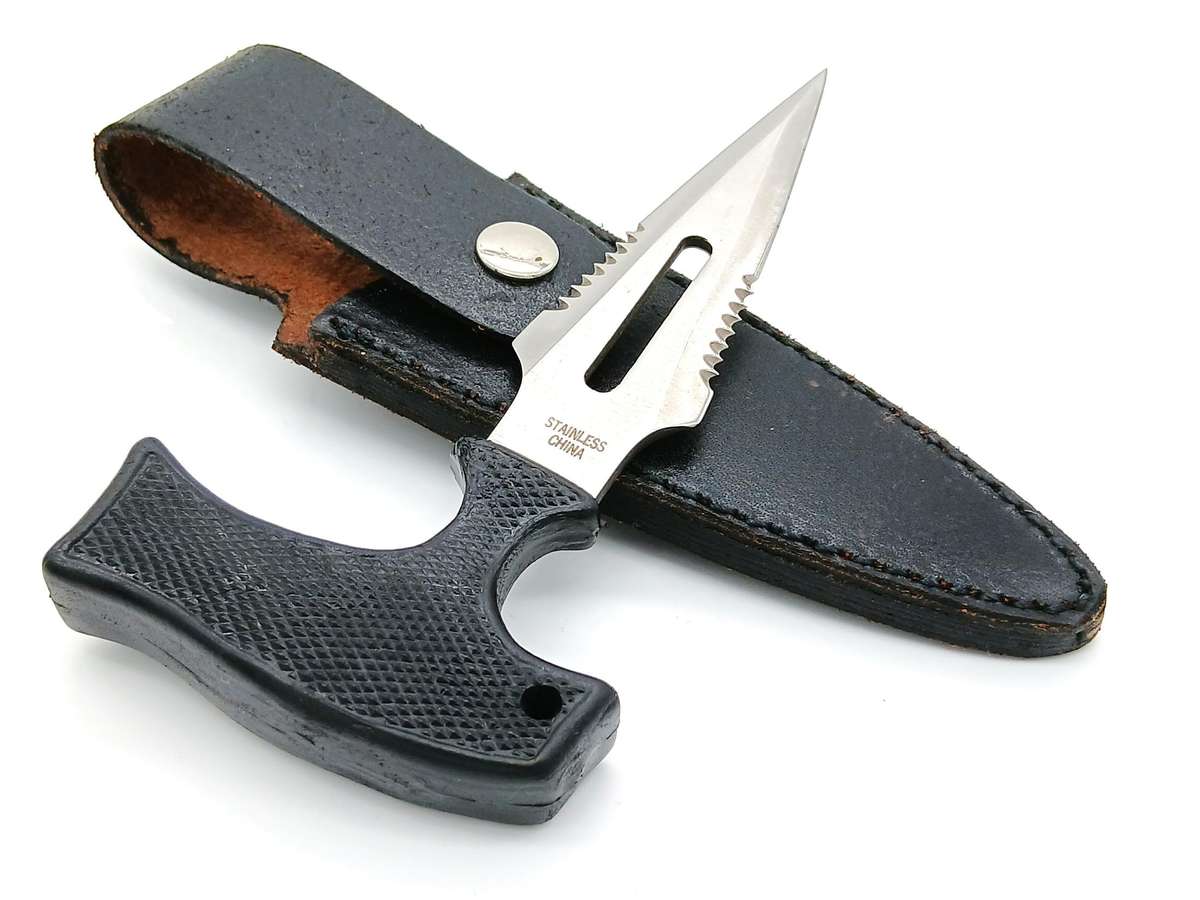 Push dagger boot knife fixed double edged blade