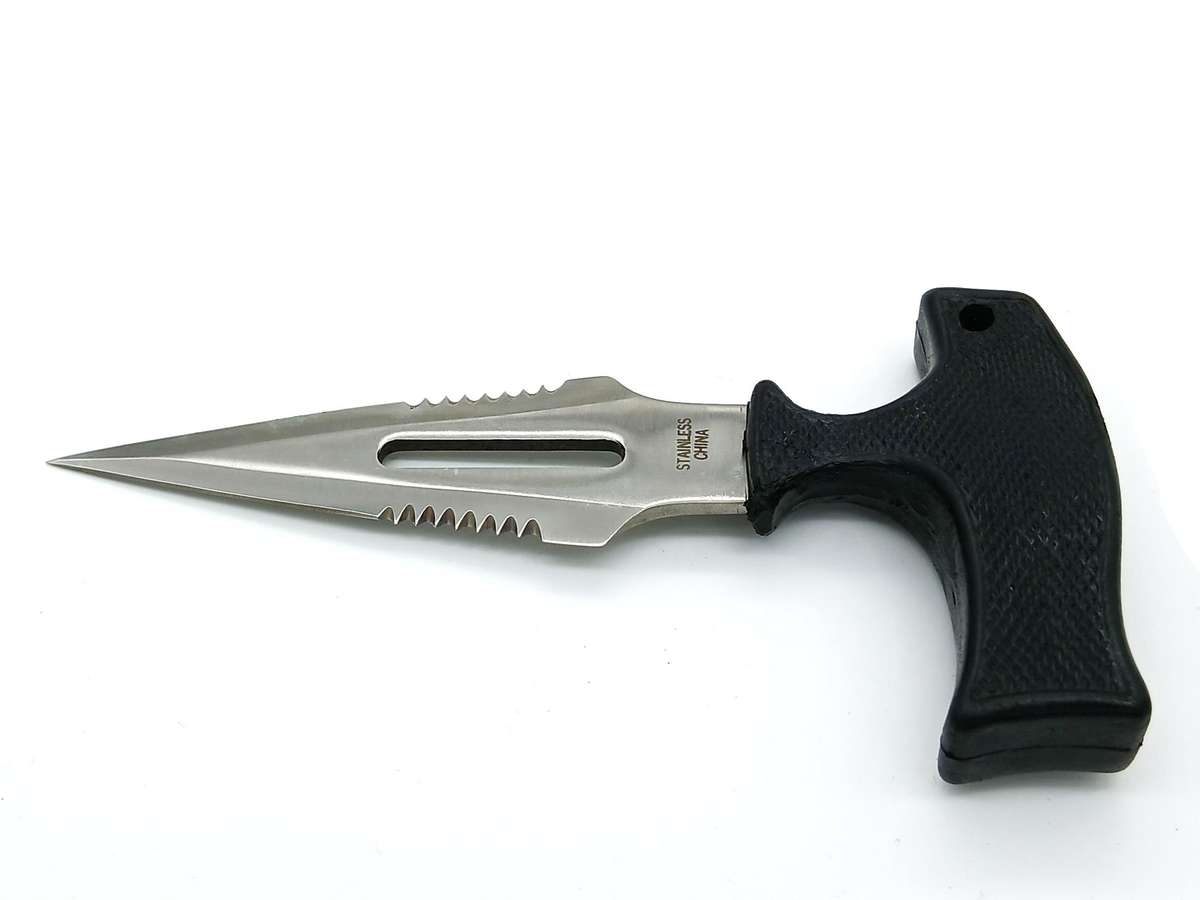 Push dagger boot knife fixed double edged blade