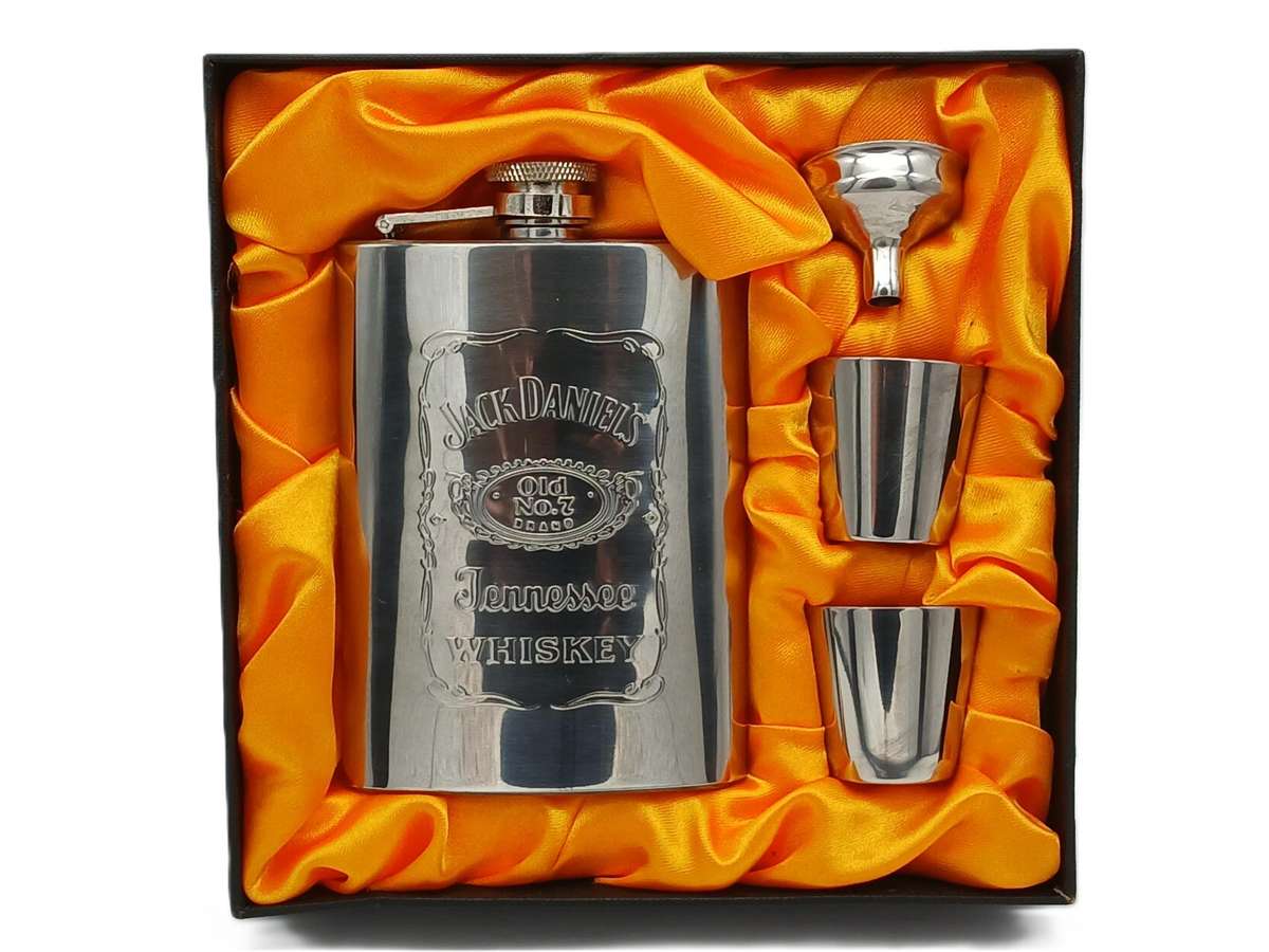 Hip Flask and cups Jack Daniels promotional set