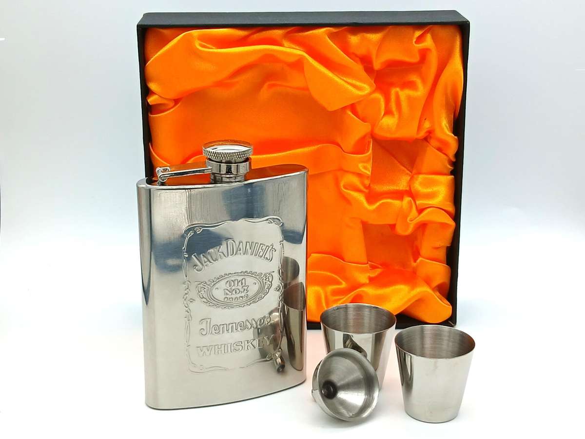 Hip Flask and cups Jack Daniels promotional set