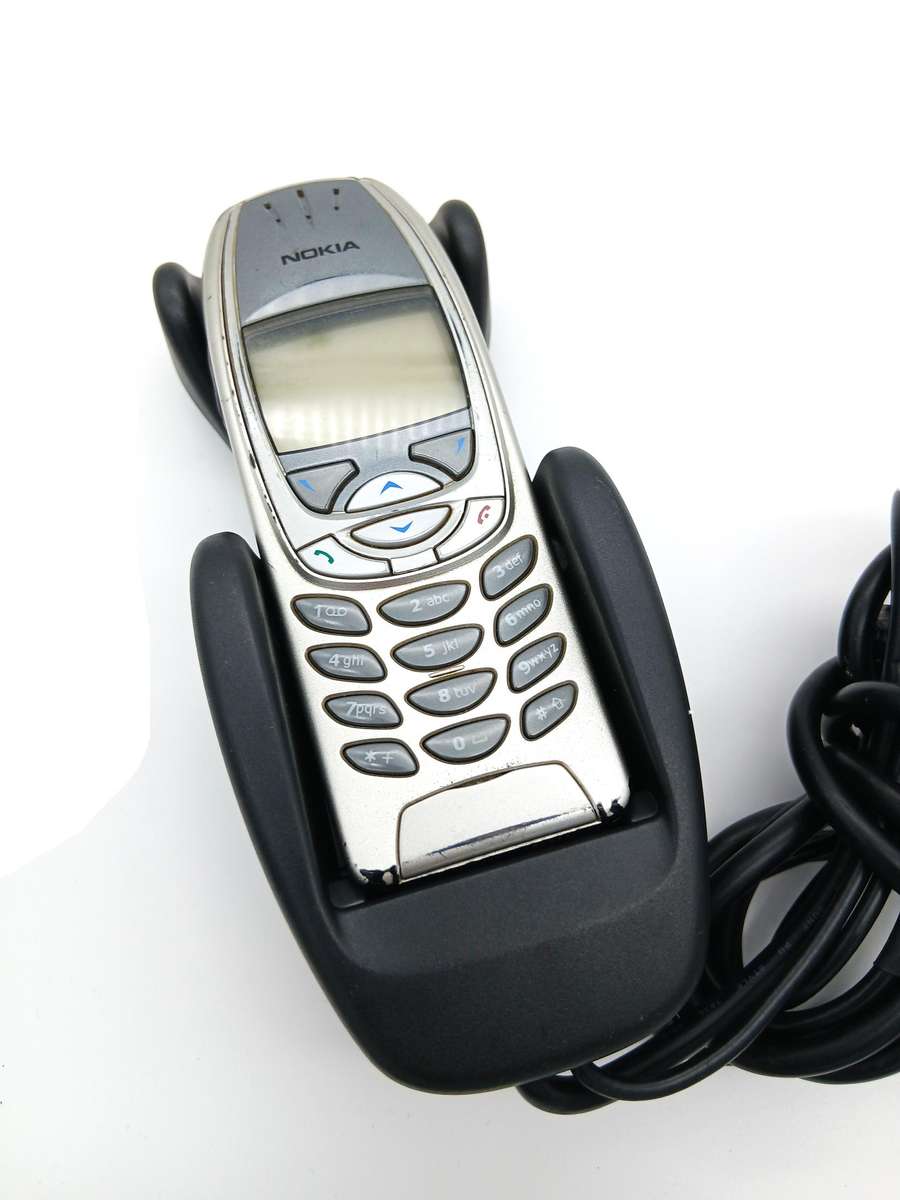 Vintage Nokia 6310i Cell phone 2000s and car handsfree cradle