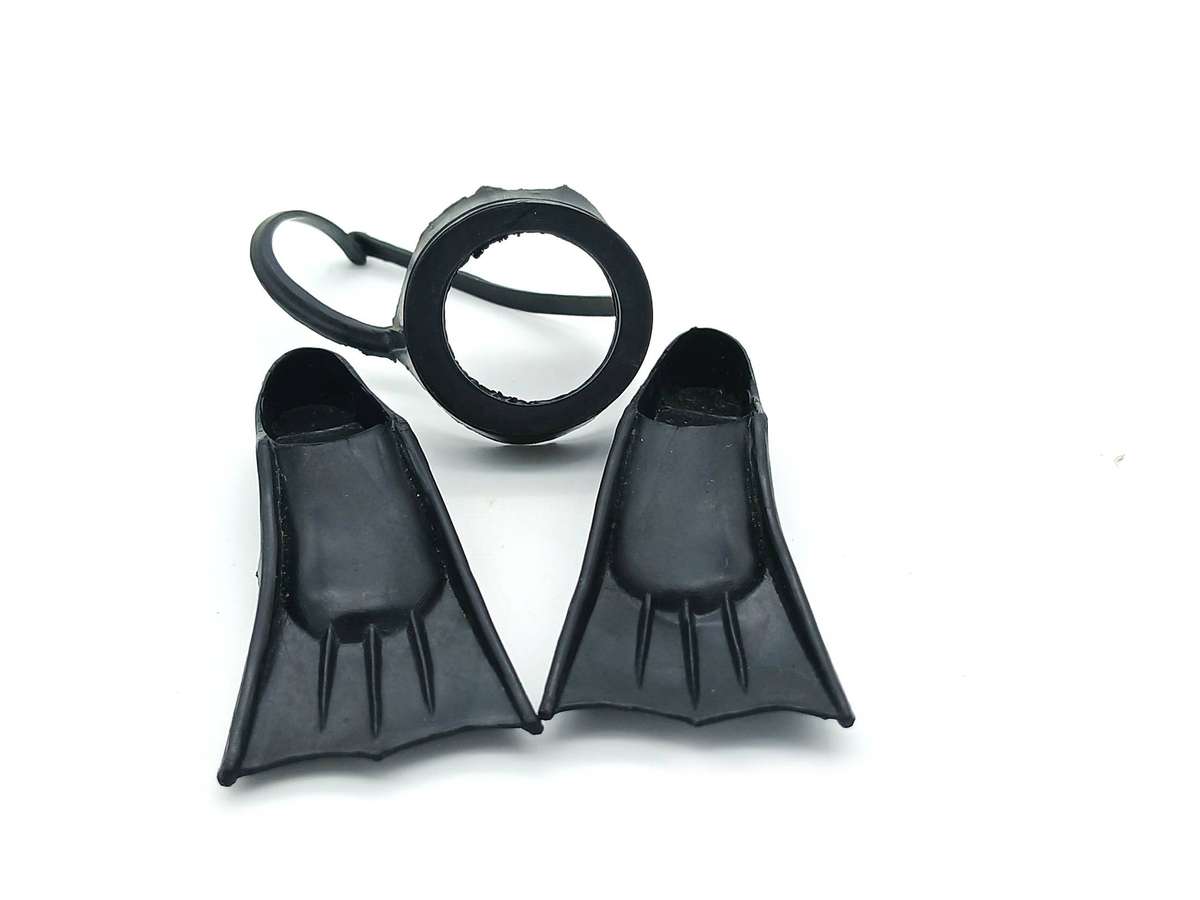 Action Figure Divers goggle and flippers from 1970s
