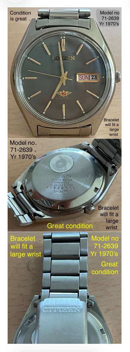 1970's Citizen watch for sale in a great condition. Mechanical automatic movement. Not use batteries