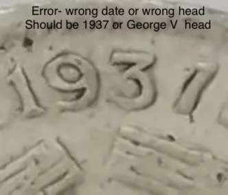 Rare and interesting error "1931" SA 6d sixpence. See with photos.