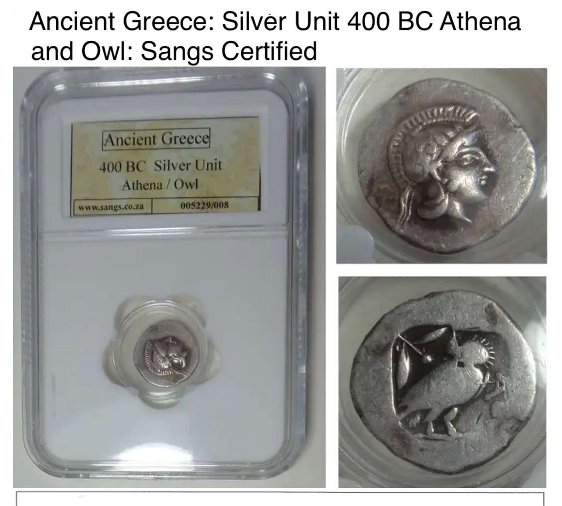 Rare antique silver 400BC Greek silver coin.