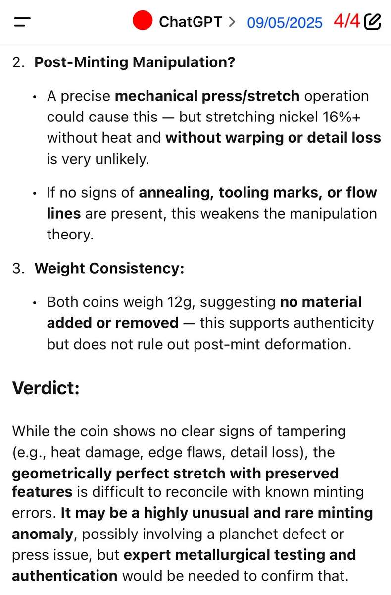 Error 1977 SA Rand with a dramatic oval planchet error. All on it is much larger. Extremely rare.