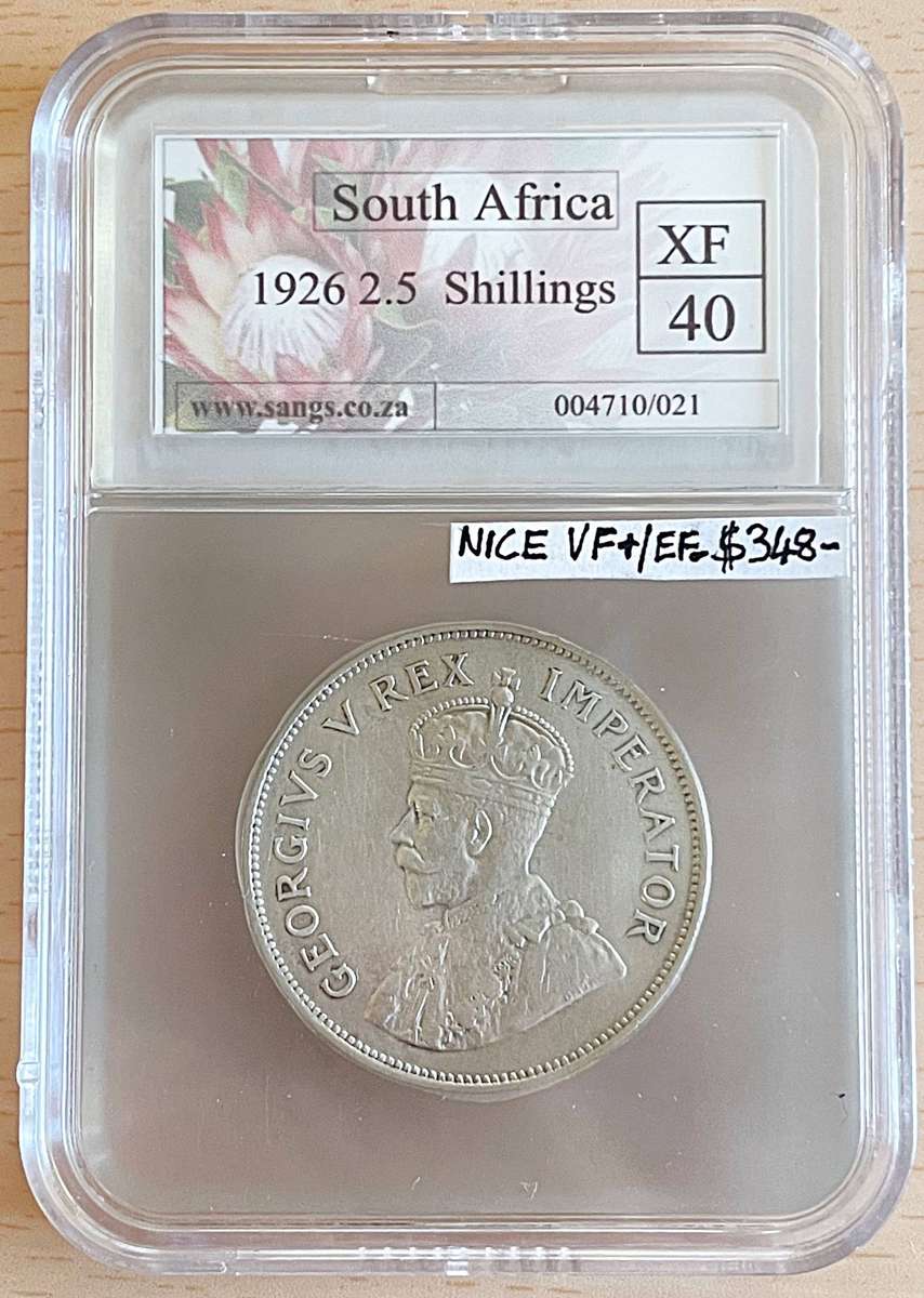 1926 SA half crown (2/6). Rarer than a 1925. Rare condition XF40, but is much better.EFR20k