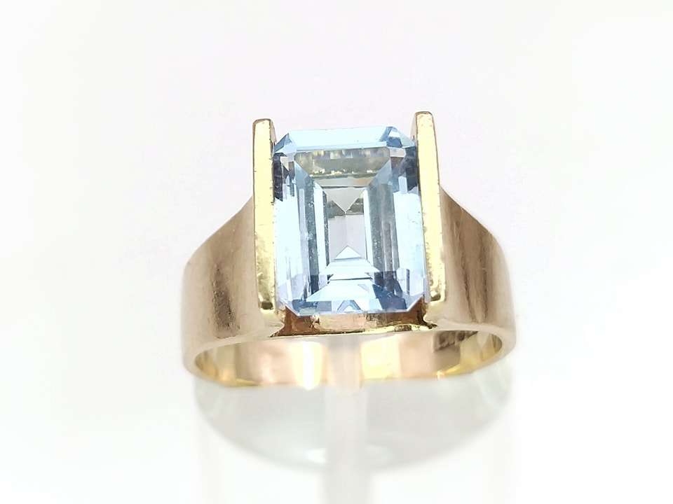 Midcentury-Modern blue topaz ring (9ct gold)