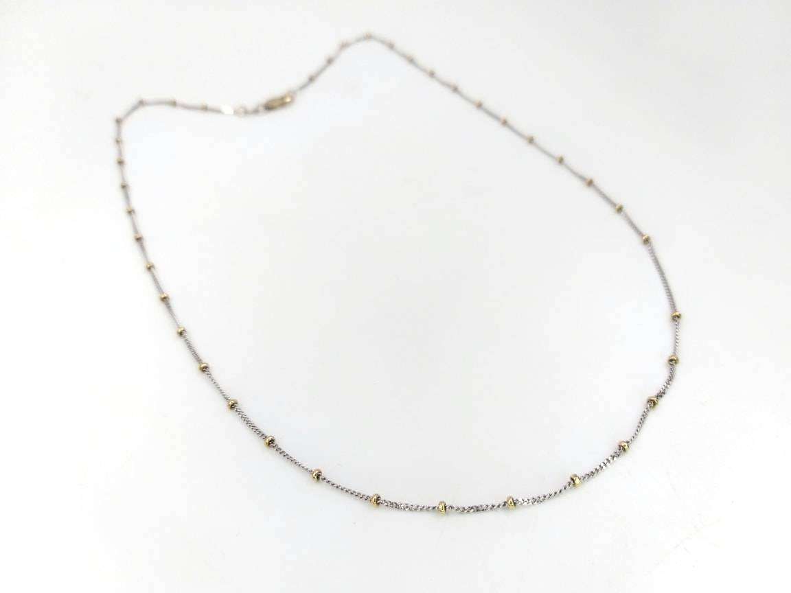 Vintage Italian yellow & white 9ct gold ball chain