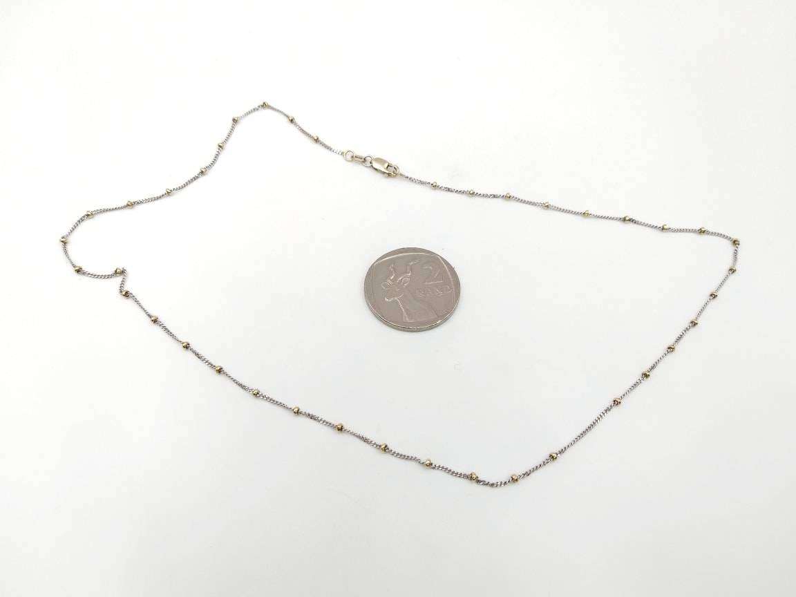 Vintage Italian yellow & white 9ct gold ball chain