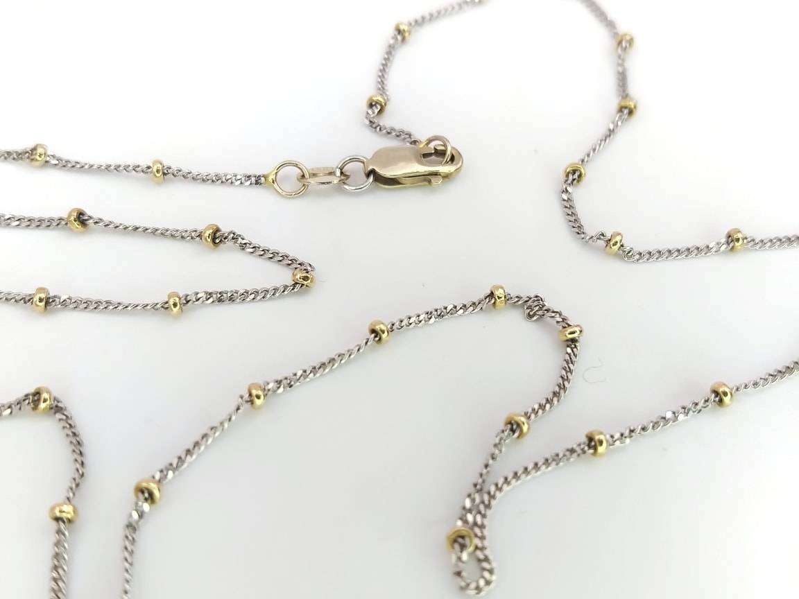 Vintage Italian yellow & white 9ct gold ball chain