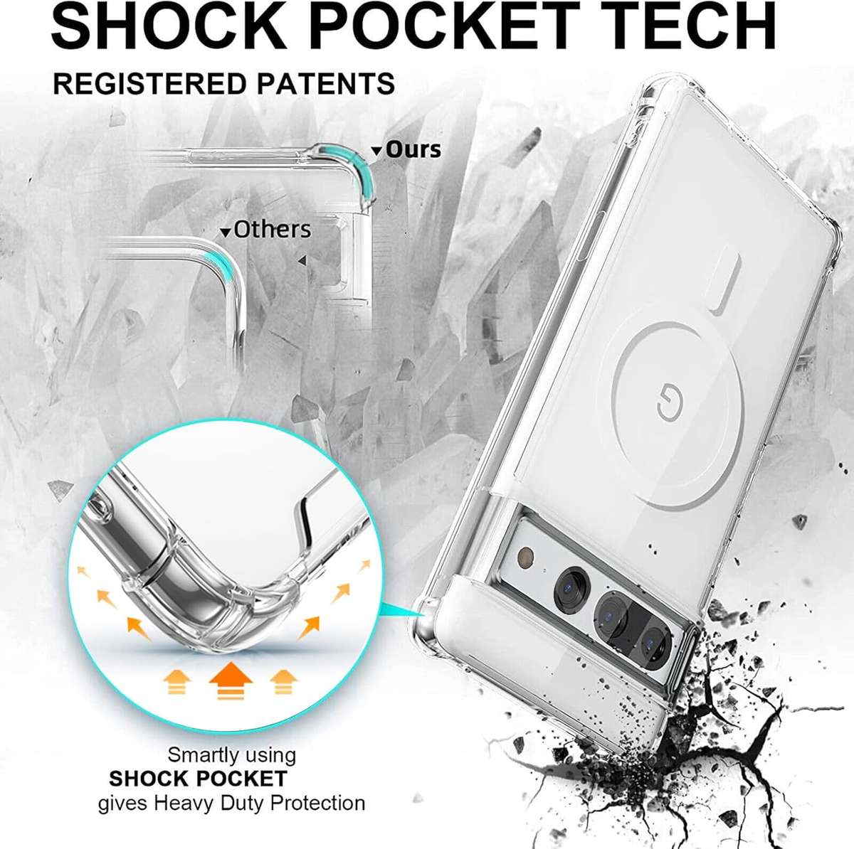 Case for Google Pixel 7 Pro, transparent with MAGSAFE