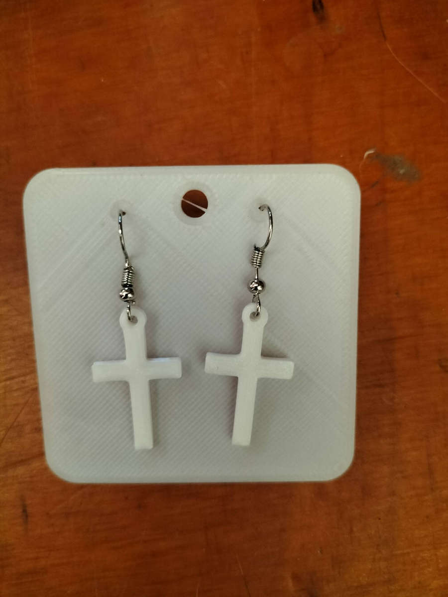 White Cross earrings