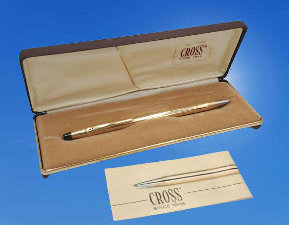 Vintage 1/20 10kt rolled gold Cross ballpoint point in Brown Hard case- ink is dry