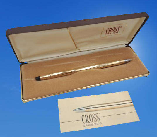 Vintage 1/20 10kt rolled gold Cross ballpoint point in Brown Hard case- ink is dry