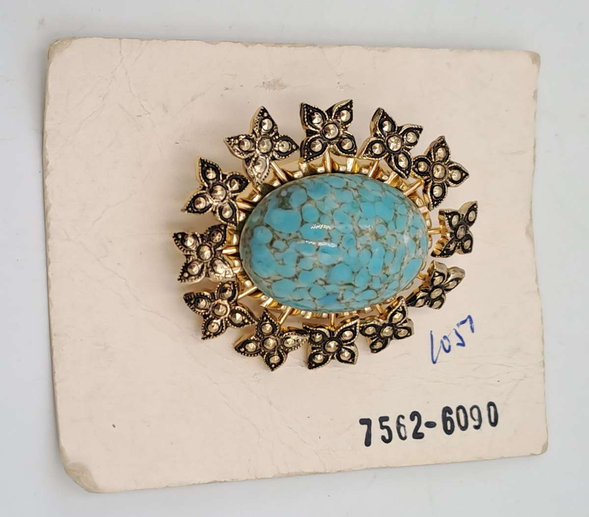 Vintage Brooch with Natural Turquoise Stone