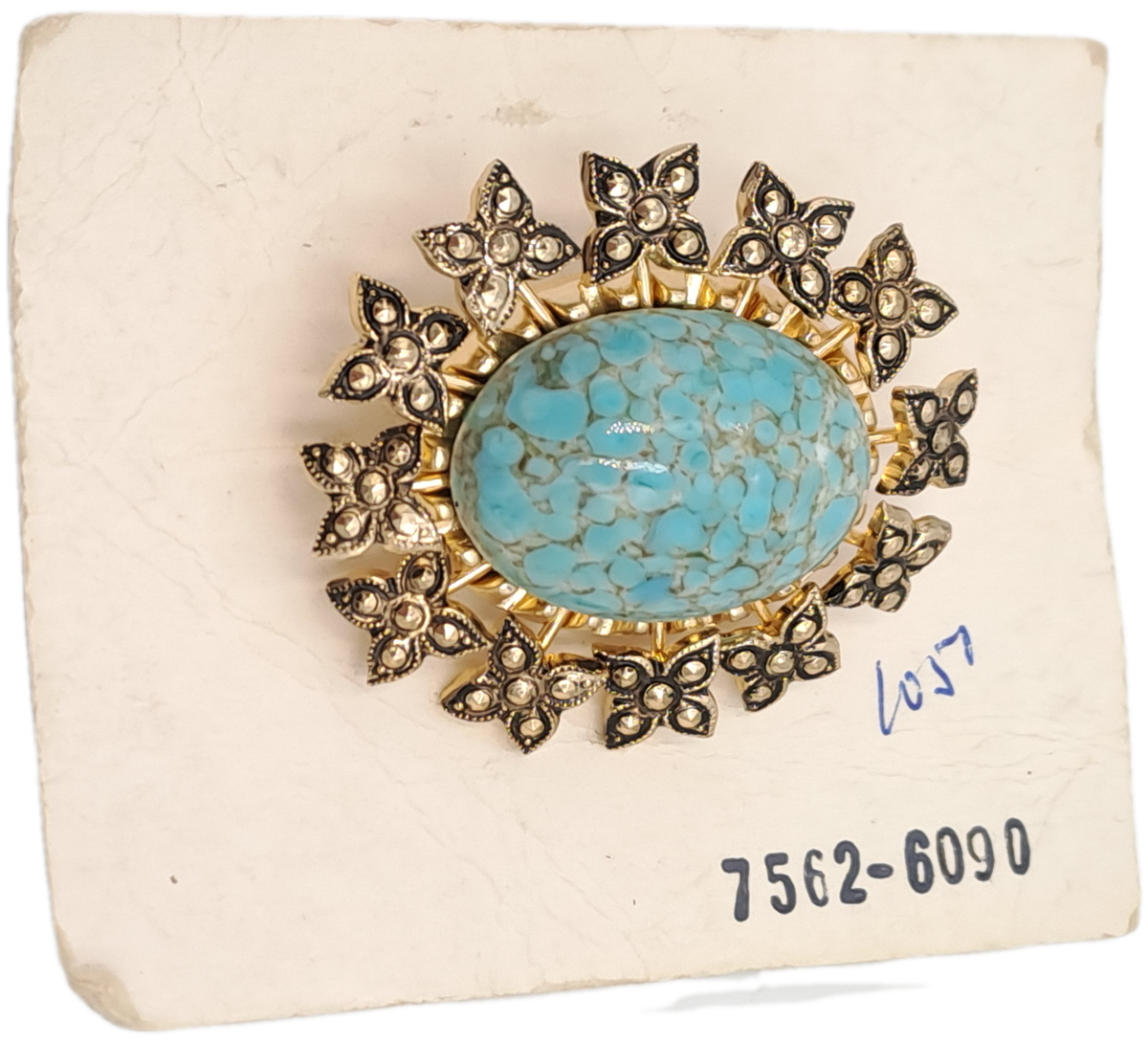 Vintage Brooch with Natural Turquoise Stone