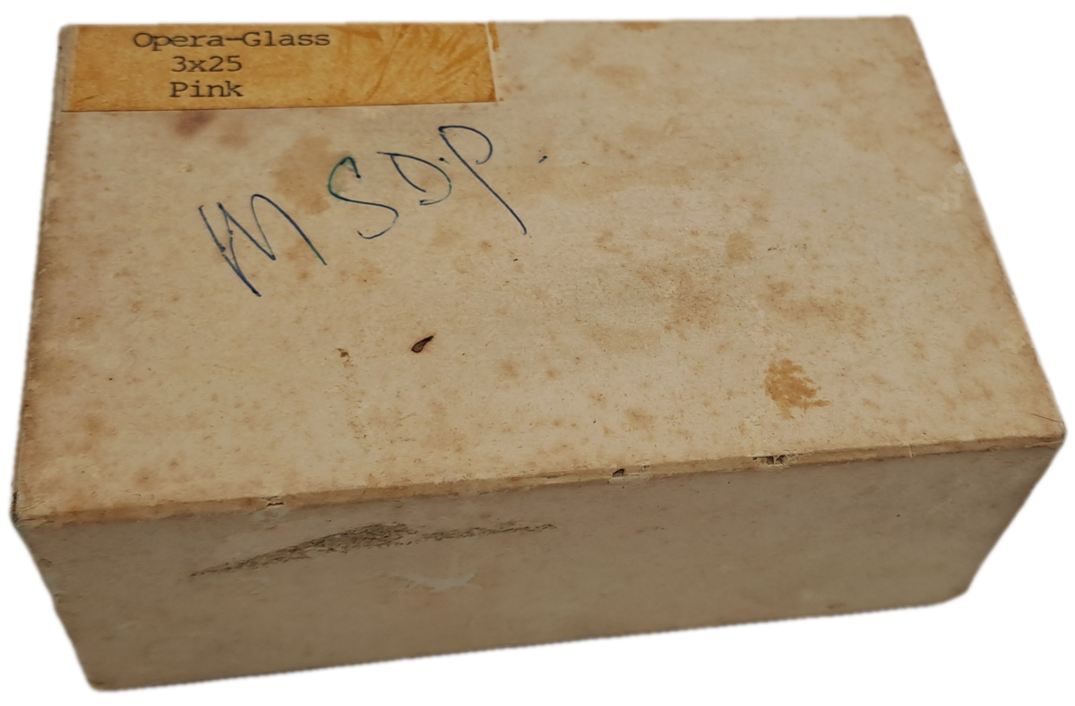 Vintage 3X25 Shin Han Pink Opera Glasses Boxed with cleaning cloth