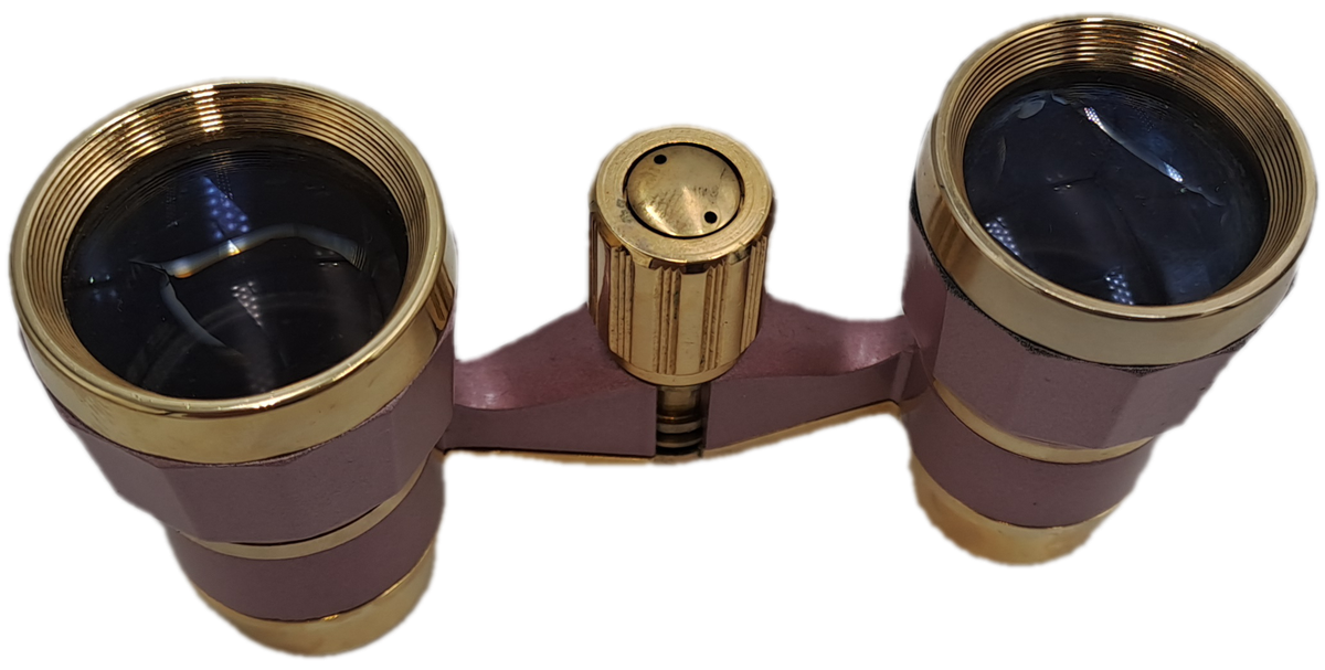 Vintage 3X25 Shin Han Pink Opera Glasses Boxed with cleaning cloth