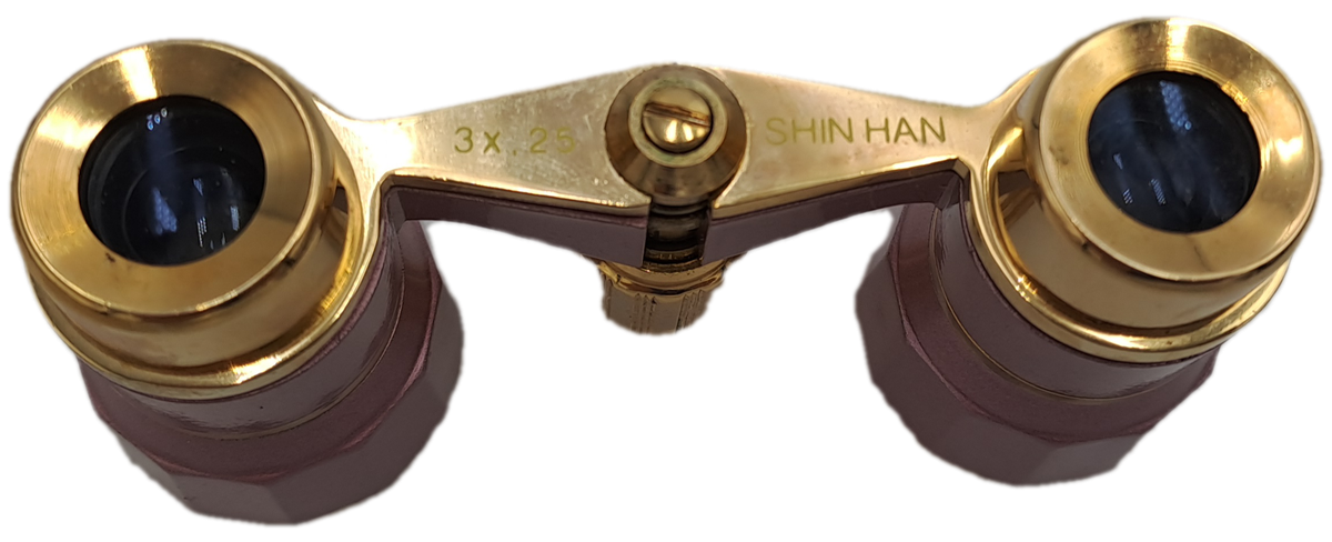 Vintage 3X25 Shin Han Pink Opera Glasses Boxed with cleaning cloth