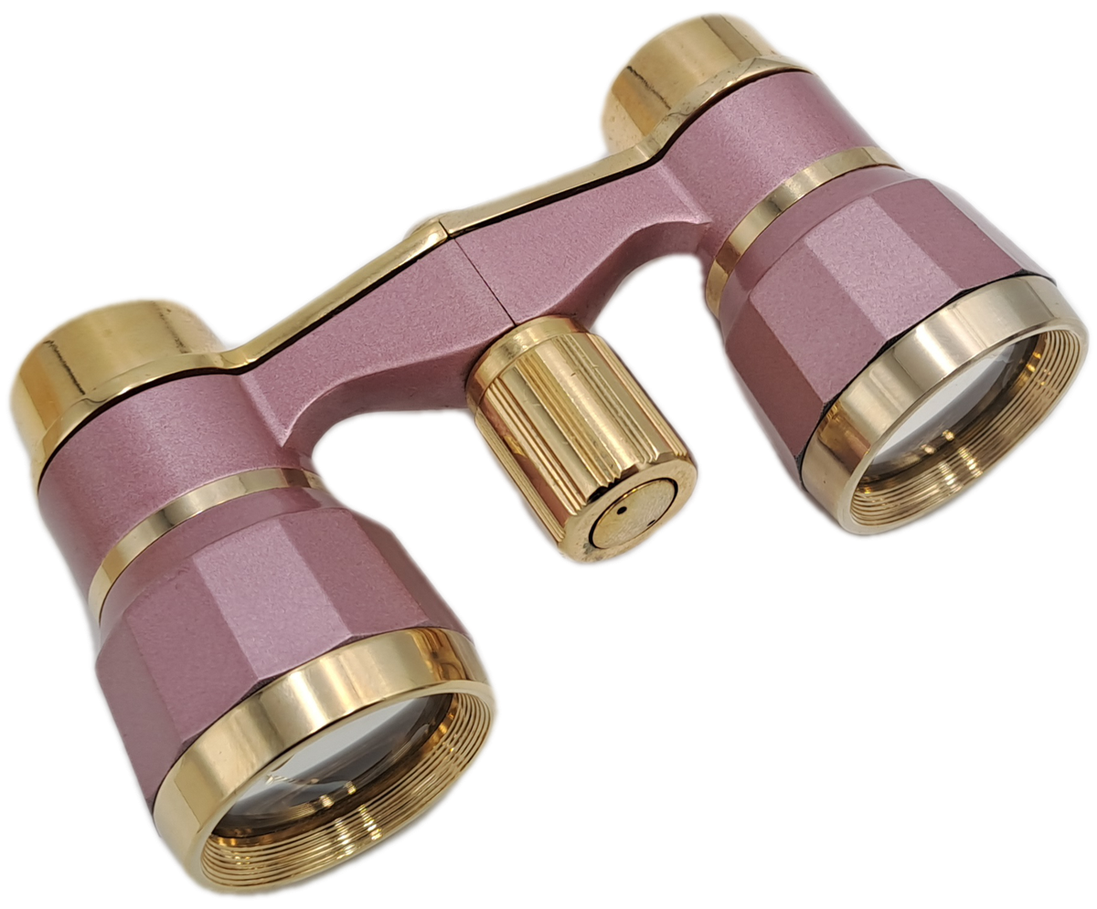 Vintage 3X25 Shin Han Pink Opera Glasses Boxed with cleaning cloth