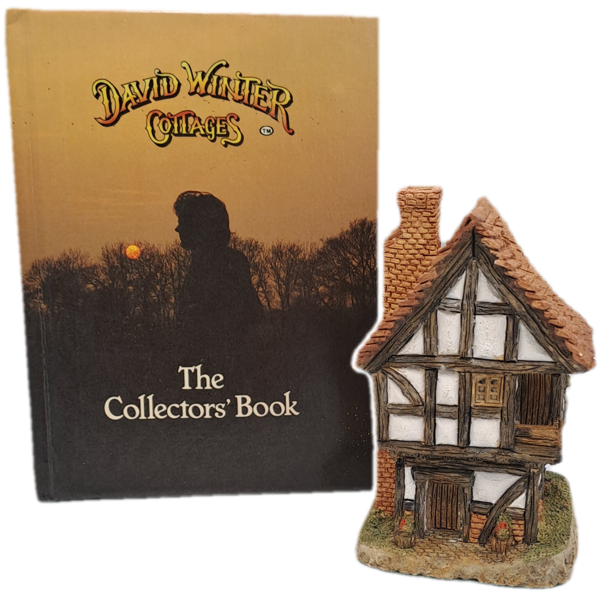 1984 David Winter Cottage Collection "Spinners Cottage" with Collectors HandBook.