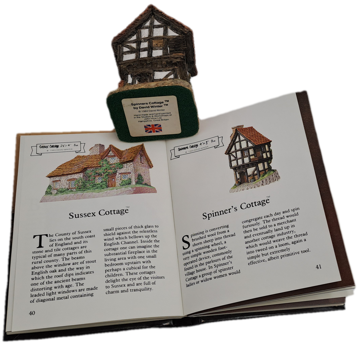 1984 David Winter Cottage Collection "Spinners Cottage" with Collectors HandBook.