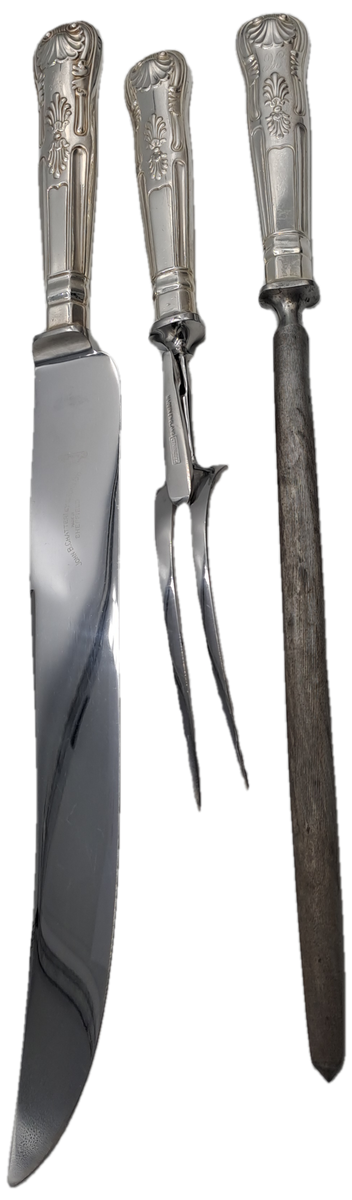 Antique John B.Chatterley & Sons Ltd. Carving Set - Kings Pattern -Firth Stainless-Sheffield England