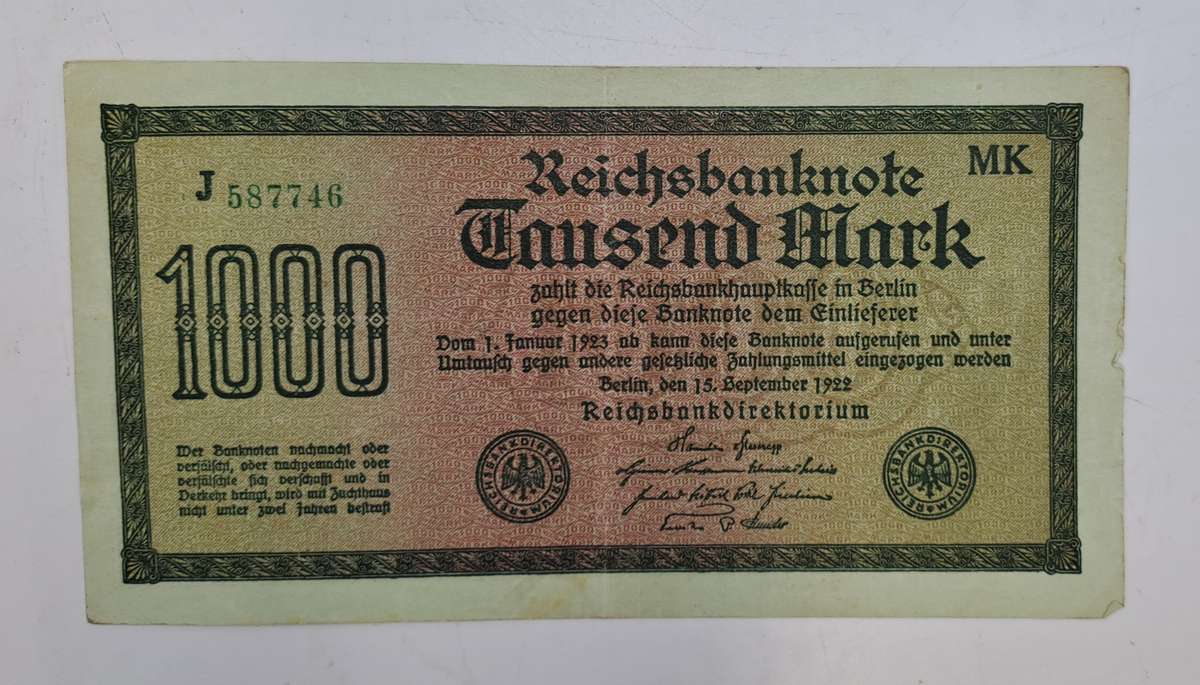 1922 Germany (1871-1948) 1000 Mark Reichsbanknote