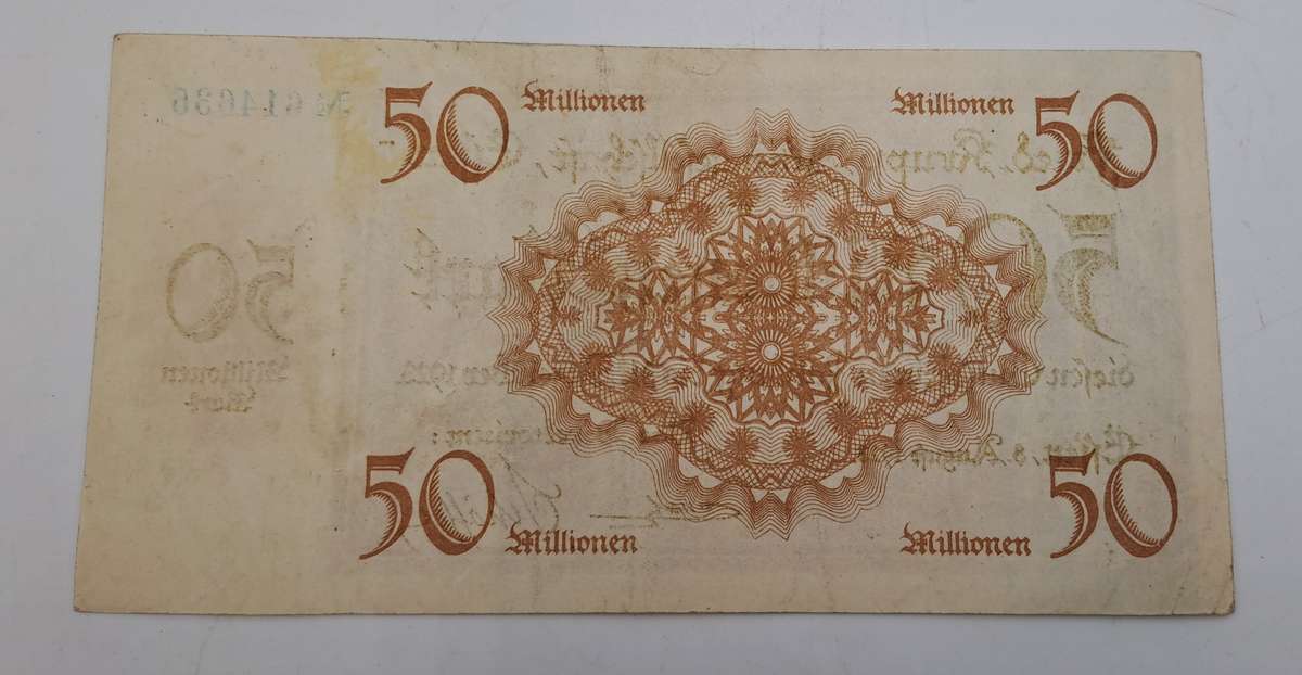 1923  German notgeld  Rhine, Prussian province of  Essen, City of 50 000 000 Mark Krupp