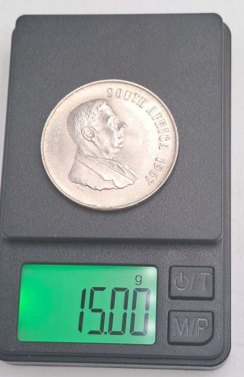 1967 South Africa  SILVER 1 Rand, English Legend