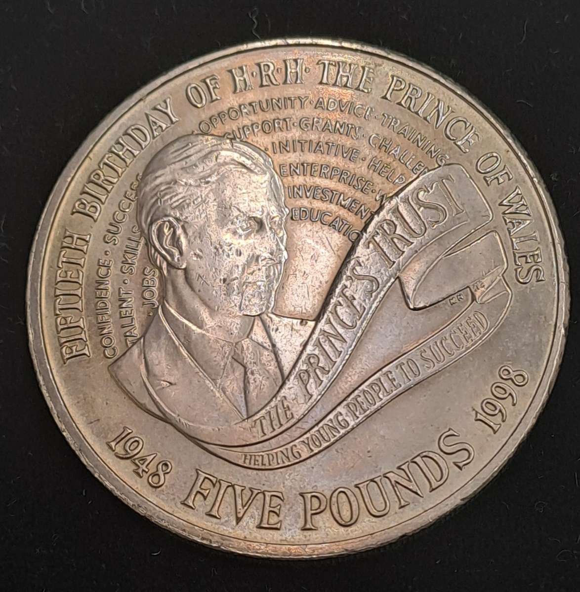 1998 5 Pounds - Elizabeth II 4th portrait-Prince Charles' 50th Birthday Coin