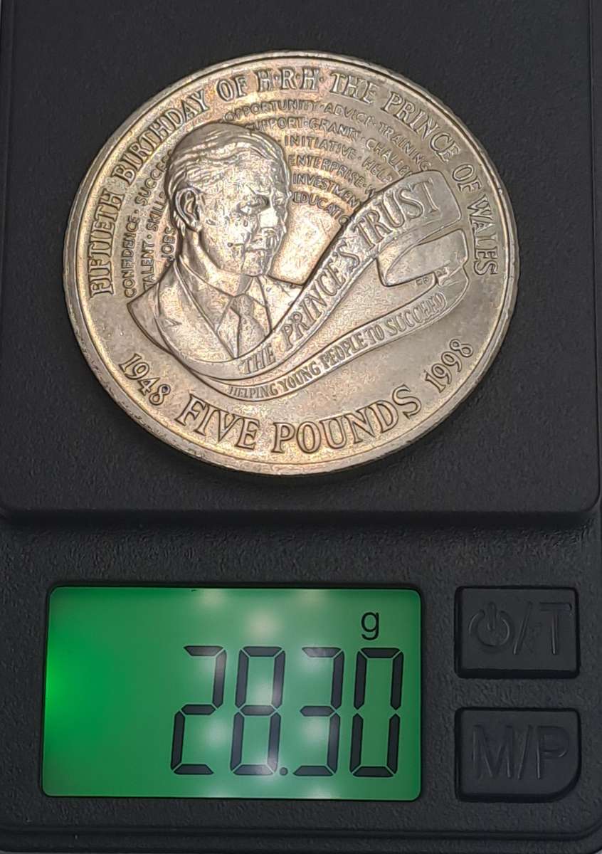 1998 5 Pounds - Elizabeth II 4th portrait-Prince Charles' 50th Birthday Coin
