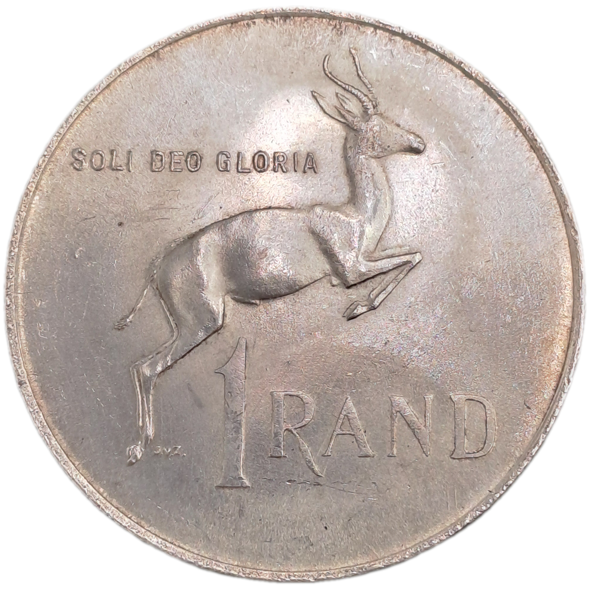 1967 South Africa  SILVER 1 Rand, English Legend