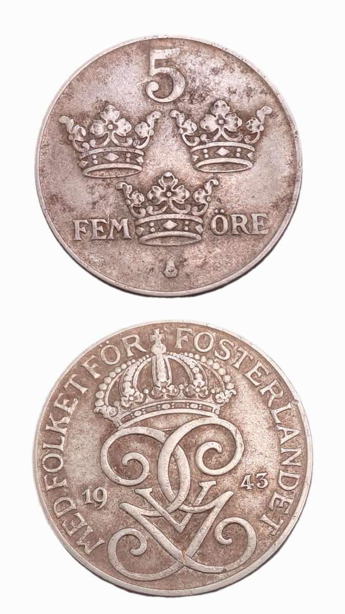 1945 Sweden 5 Öre - Gustaf V
