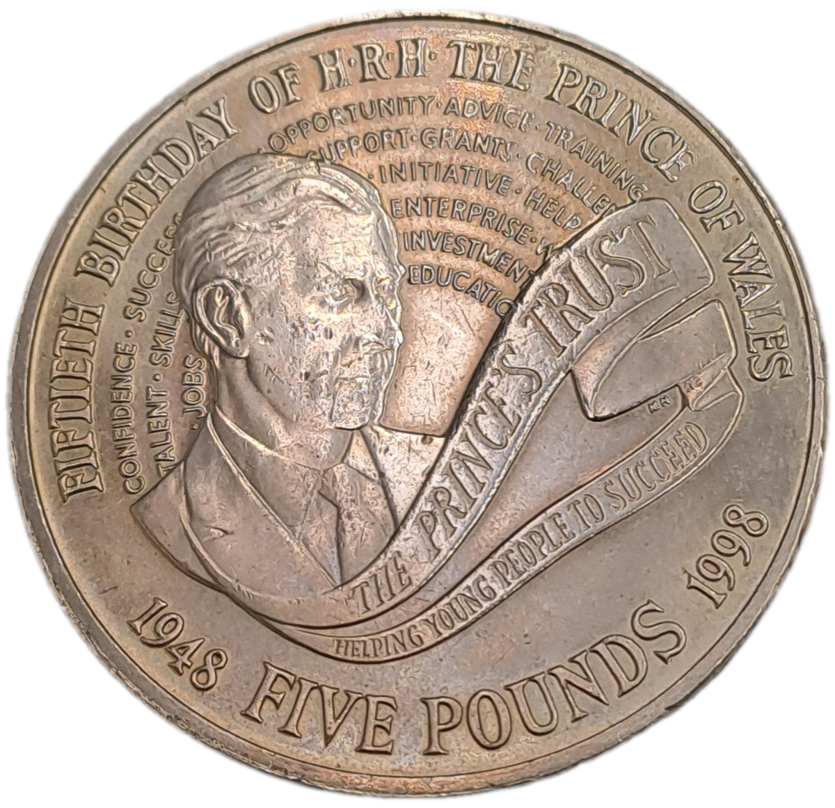 1998 5 Pounds - Elizabeth II 4th portrait-Prince Charles' 50th Birthday Coin