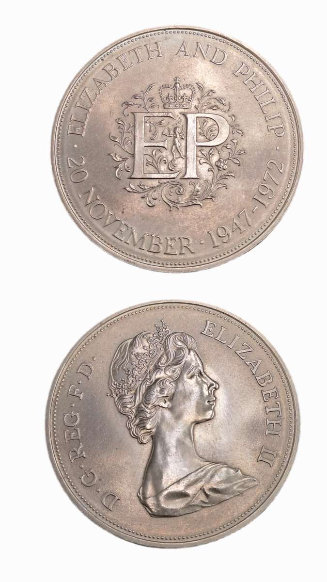 1972 United Kingdom 1947-1972 - 25 New Pence - Elizabeth II Silver Wedding