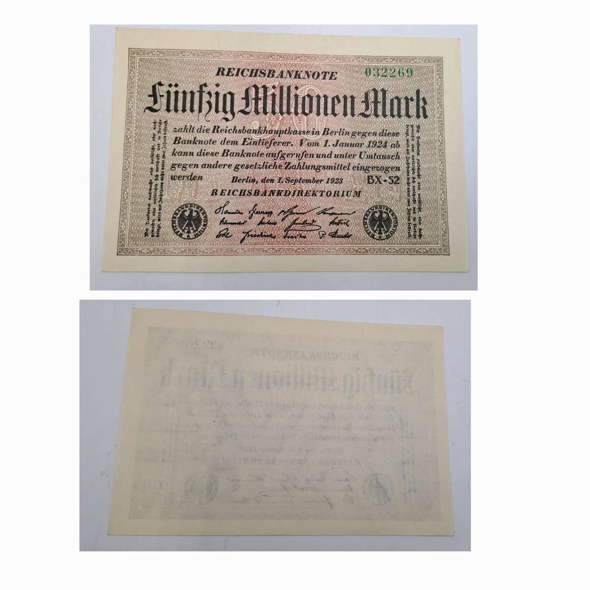1923 Germany (1871-1948) 50 000 000 Mark Reichsbanknote
