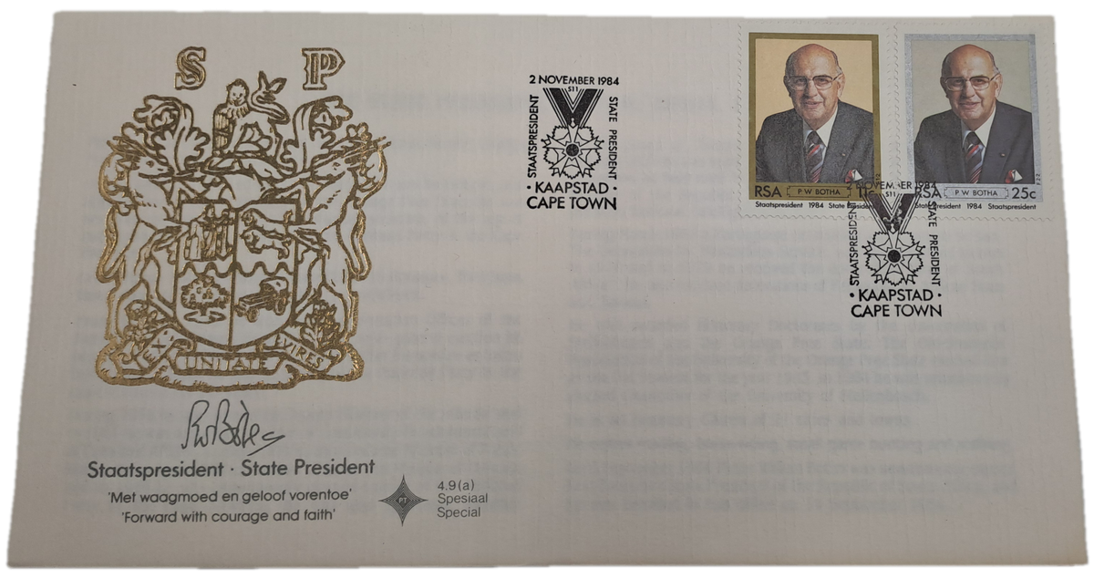 2 November 1984 FDC State President PW Botha Cape Town (3 Available)