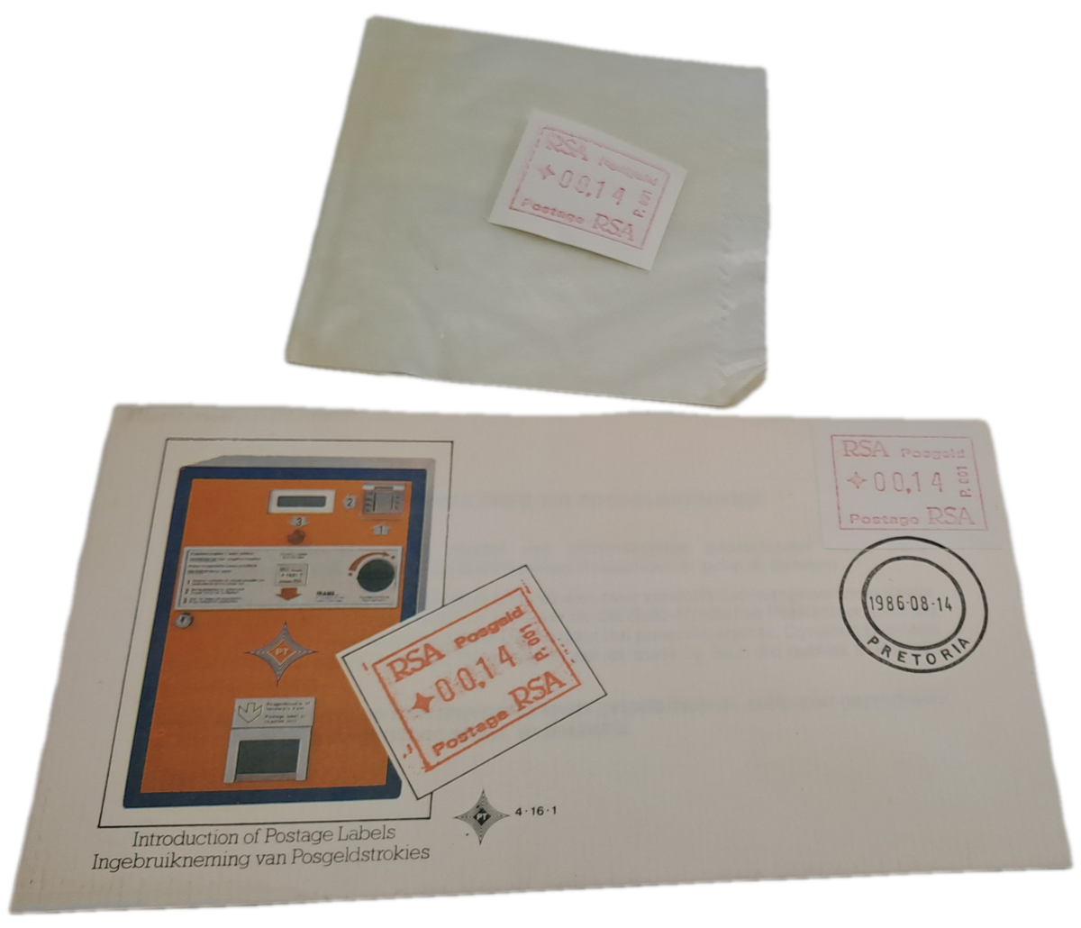 1986 ATM FDC + ATM Stamp of South Africa (1)  1986-2020. Mint -12 Available(Vending Machine Labels)