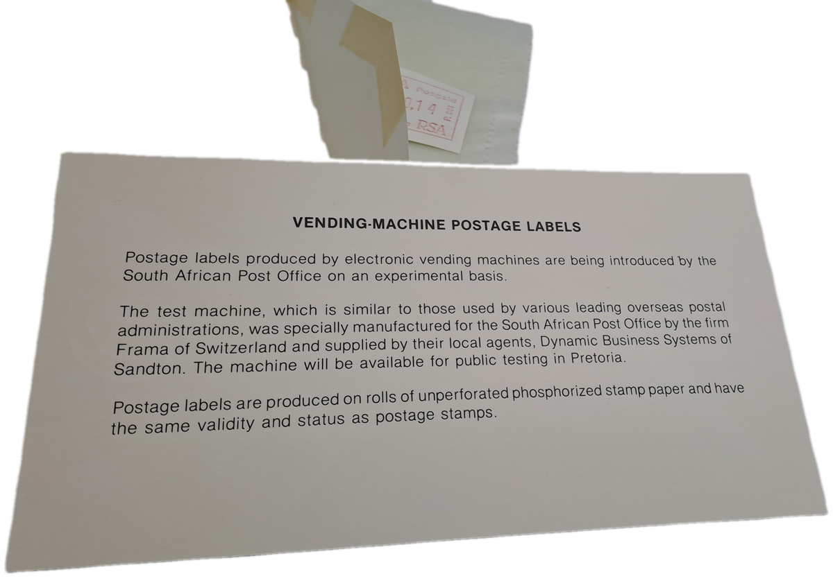 1986 ATM FDC + ATM Stamp of South Africa (1)  1986-2020. Mint -12 Available(Vending Machine Labels)