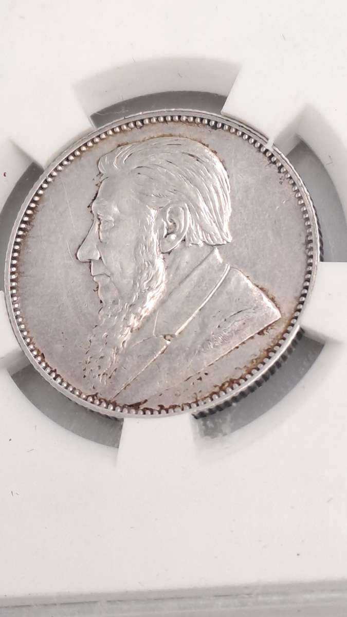 1897 ZAR -Zuid Afrikaansche Republiek-Silver 1 Shilling SANGS Graded AU -Polished